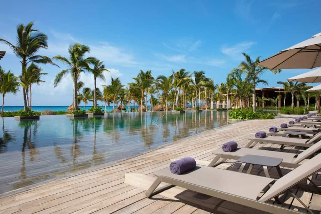 Beach chairs over looking a lagoon